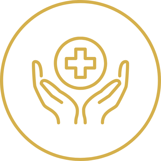 Icon of hands holding a medical cross