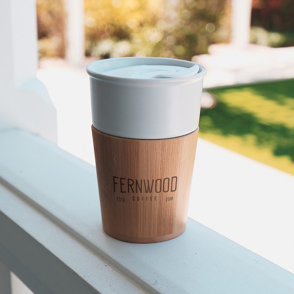 Bamboo tumbler with company logo