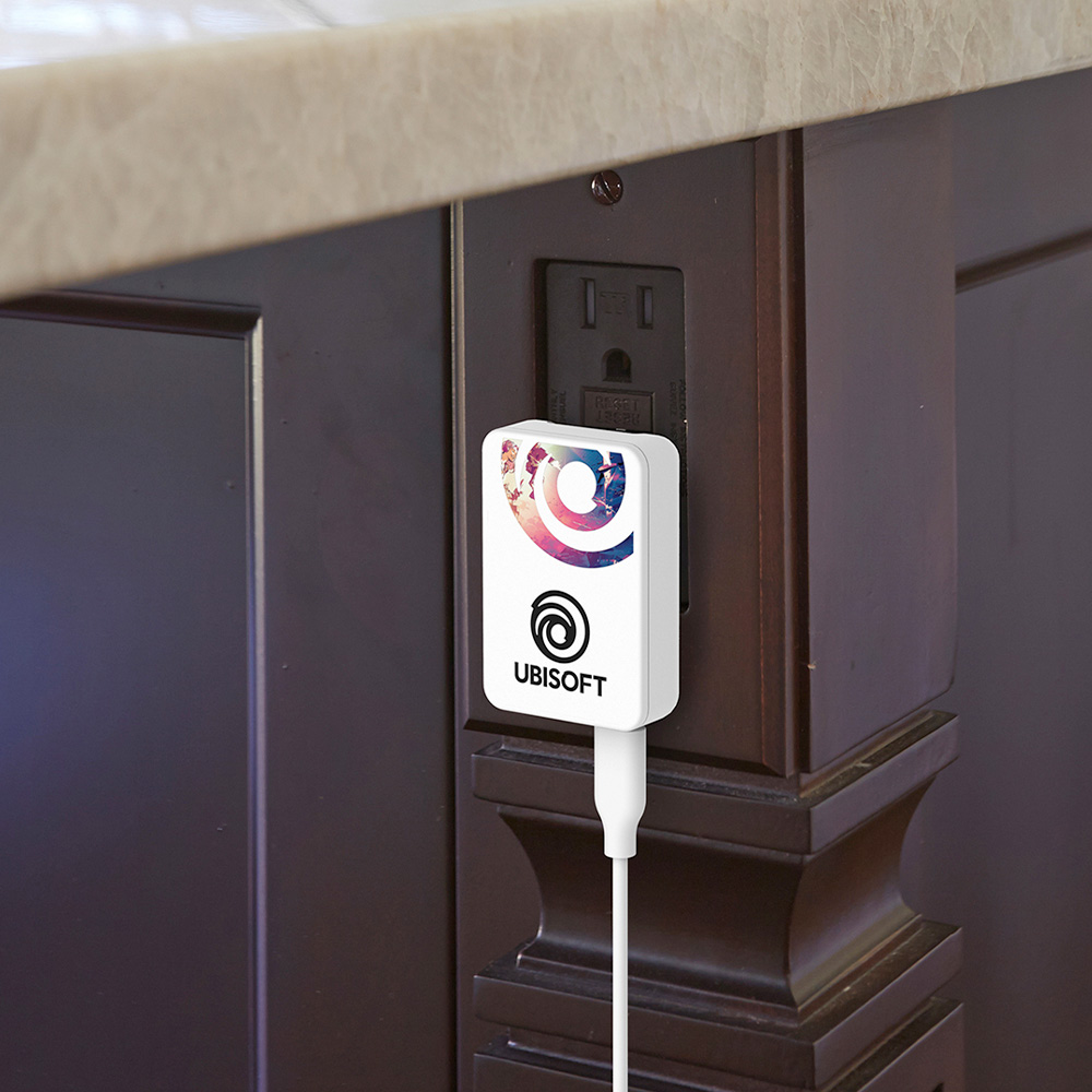 Phone charger with company logo