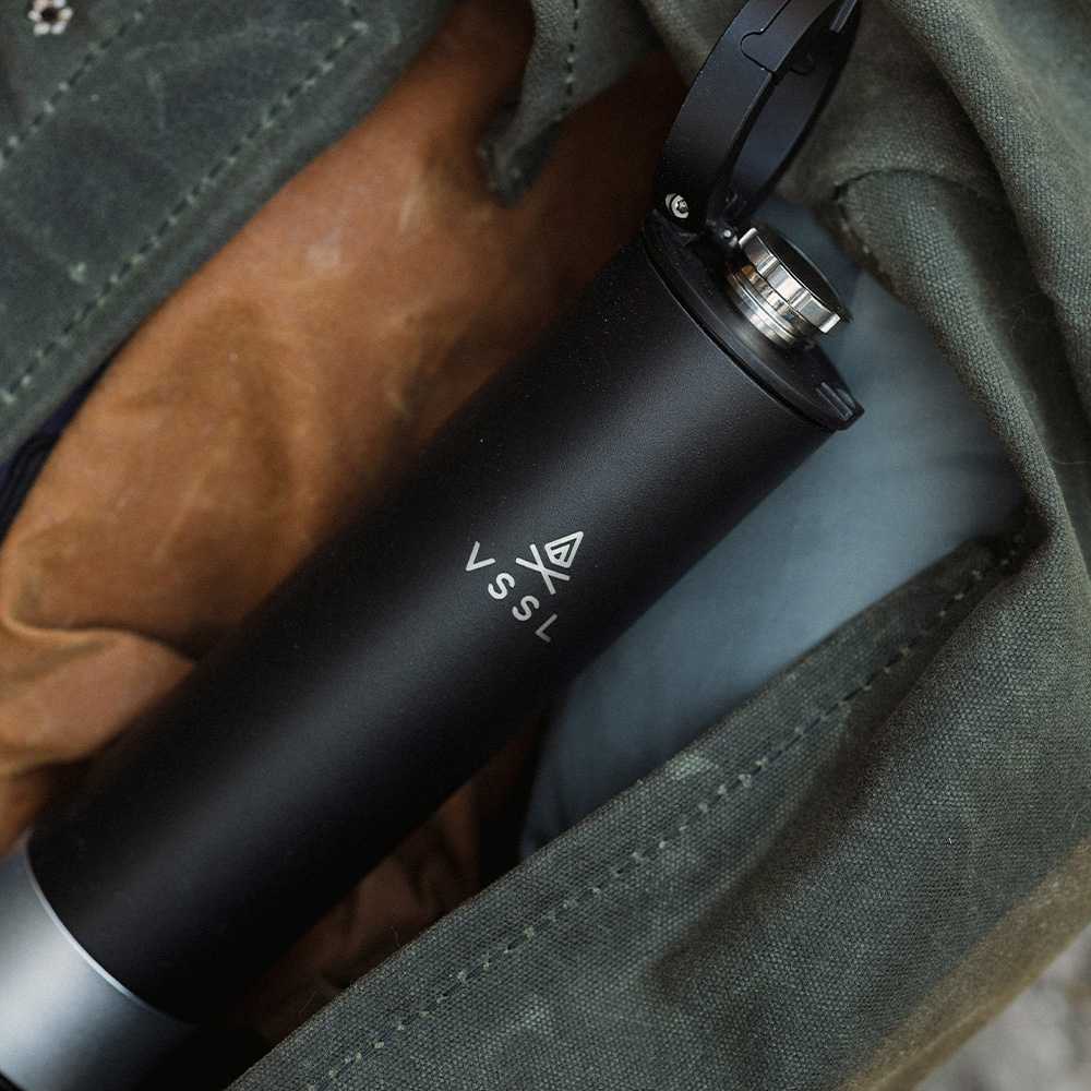 Water bottle with company logo on it